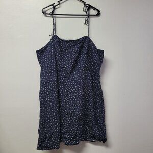 Old Navy Spaghetti Strap Tie Dress Blue Floral Womens 3X Plus Short Adjustable
